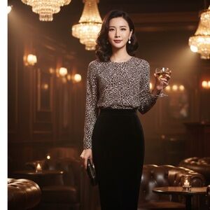 Jones New York leopard blouse‎ size L